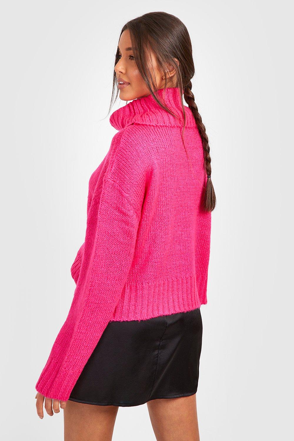 Hot pink roll neck jumper hotsell